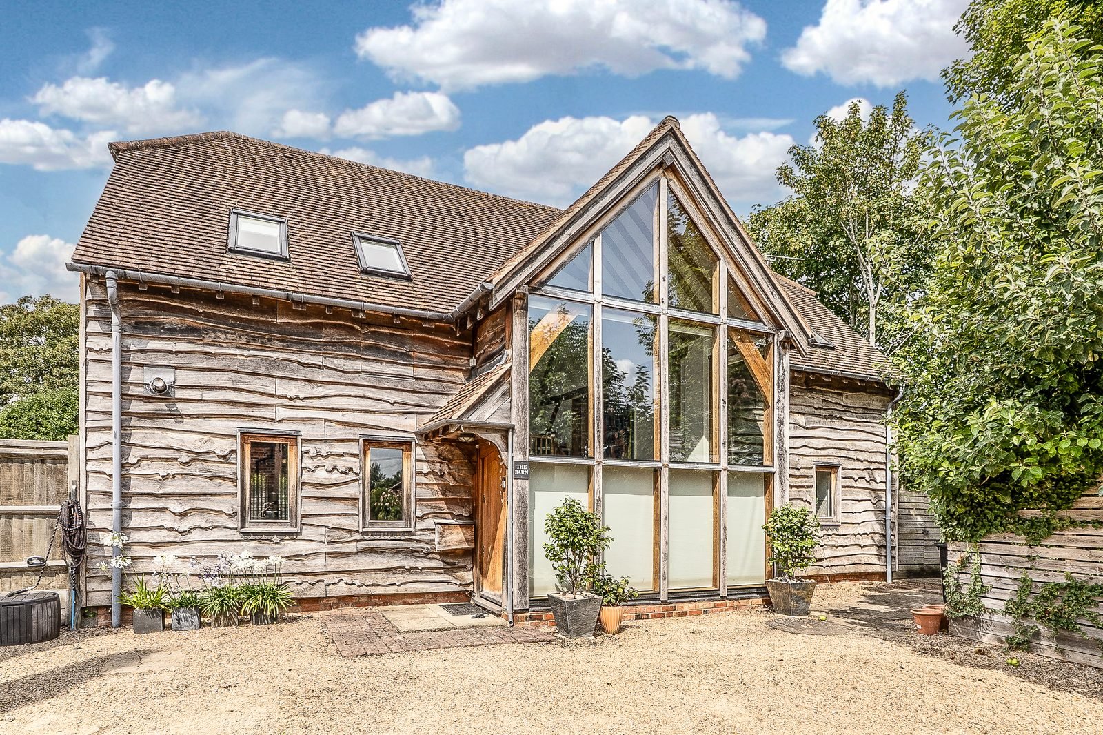 Property photography example, converted barn exterior in Oxfordshire